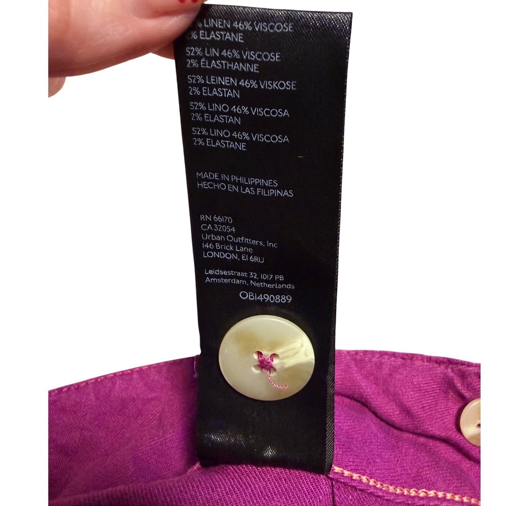 Maeve Anthropologie The Colette Wide Leg Pants Magenta Purple Linen Blend Size 2 - Picture 5 of 7